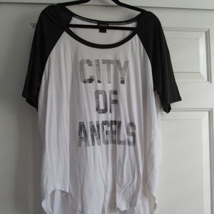 torrid Tops - Torrid white long City of Angels Baseball Tee 2X torrid Tops - Torrid white long City of Angels Baseball Tee 2X